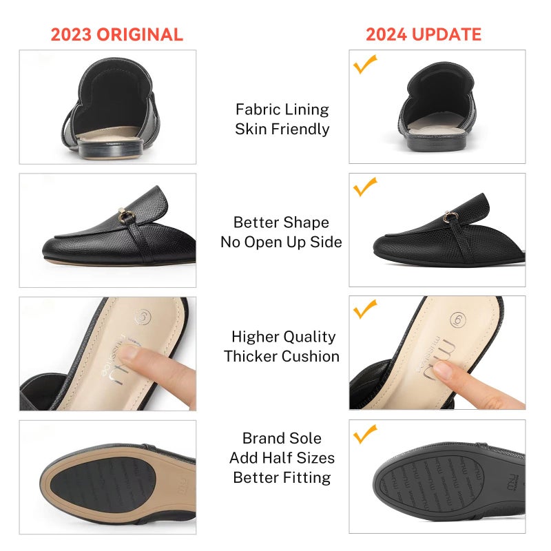 MUSSHOE Mules for Women Flats Comfortable Slip on Women Mules Backless Loafers,Black Snake pu 8 - Image 5
